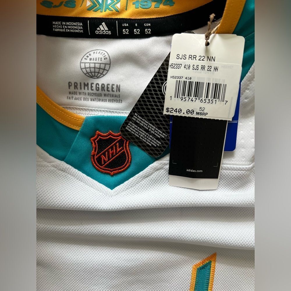Adidas Authentic NHL San Jose Sharks Brent Burns#88 Reverse Retro 2.0 Jersey - Picture 2 of 4